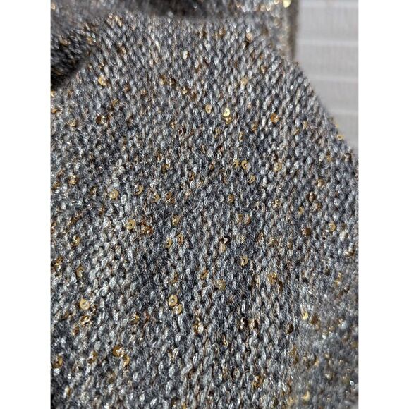 WHBM Women's Silver Knit With Gold Sequins Open-Front Cardigan Size S - Picture 3 of 6